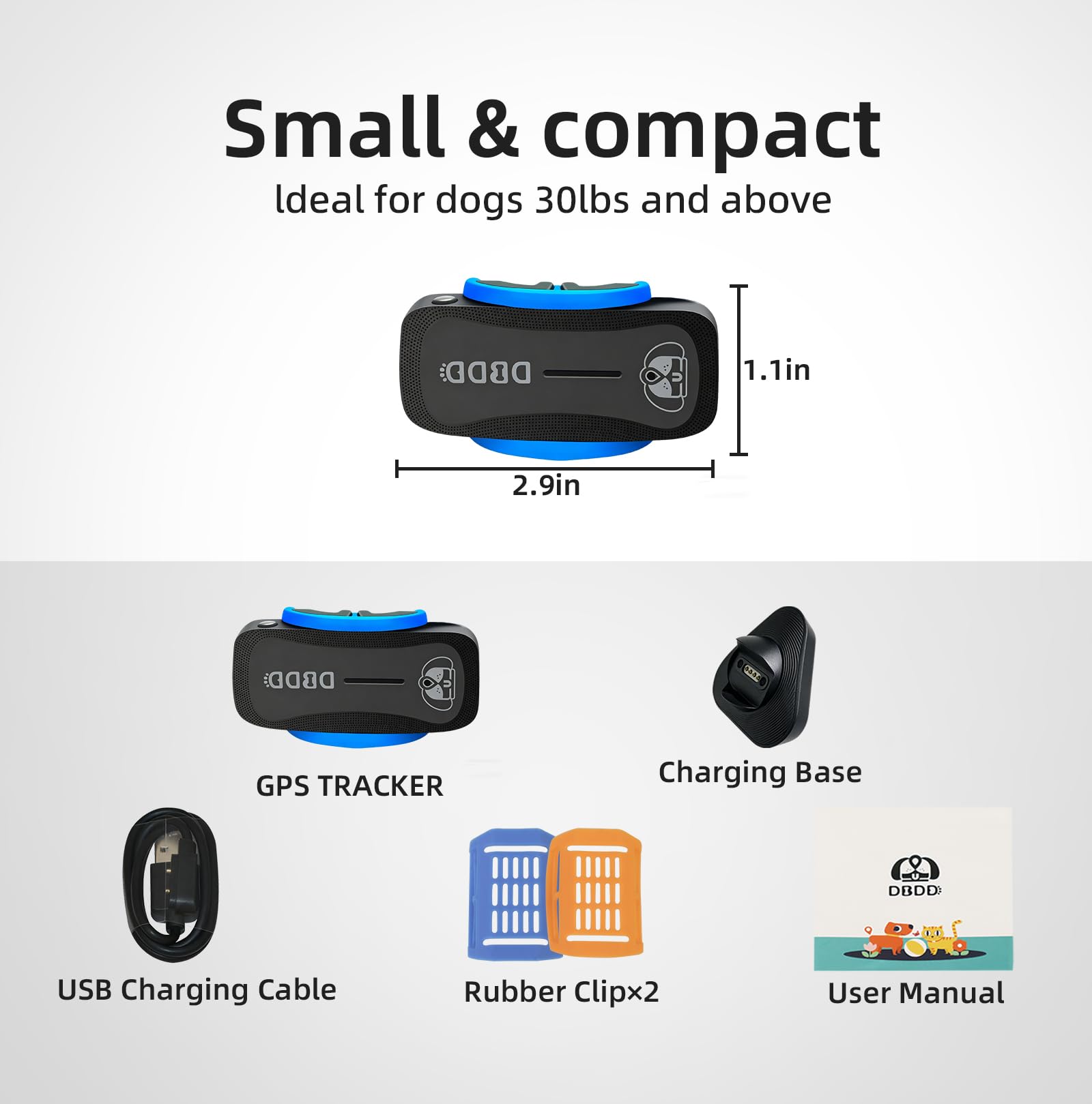 DBDD Rastreador GPS AI para perros con suscripción de 12 meses, ubicación en tiempo real, valla electrónica, monitoreo de salud, impermeable, para perros medianos y grandes, iOS Android
