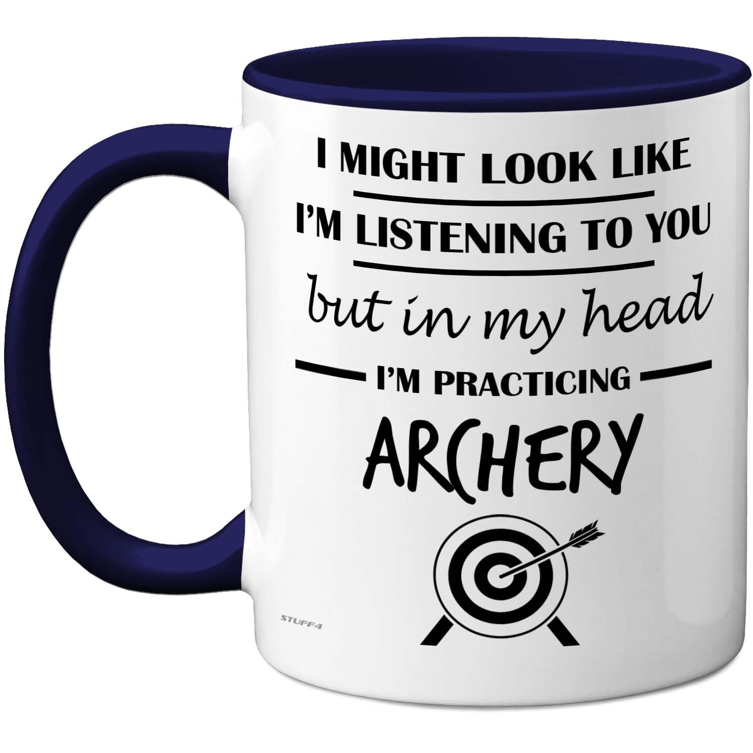 Stuff4 Archery Gifts - in My Head Mug - Funny Gift for Archery Lover Men Women - 11oz Premium Ceramic Dishwasher Safe Navy Blue Handle Mugs Novelty Cup โ image 1