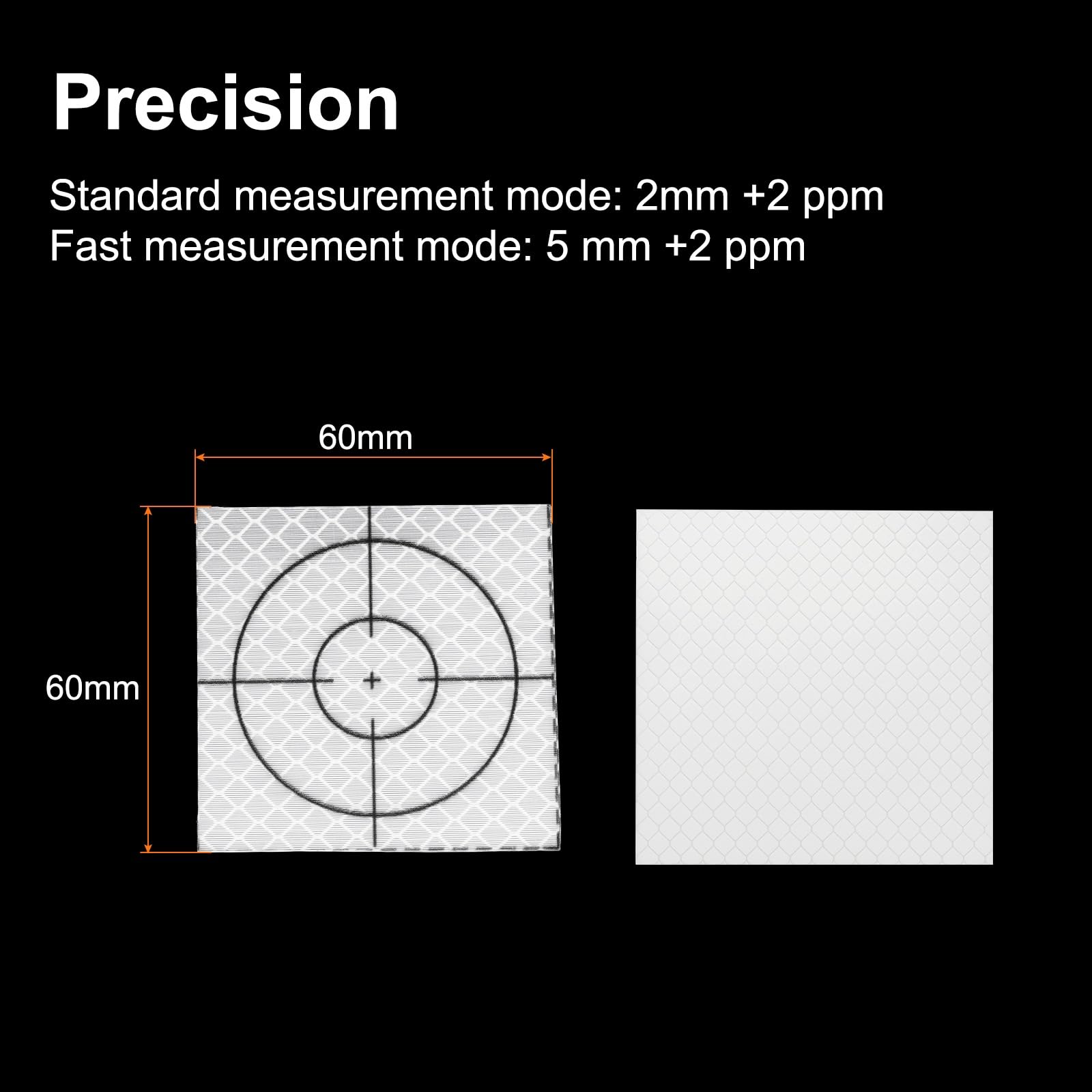 QUARKZMAN 80Pezzi Fogli Riflettenti per Rilevamento 60mm X 60mm Adesivi Target Autoadesivo per Topografia Nastro Riflettente per Stazione Totale Ispezione Navale Misurazione Gallerie Argento