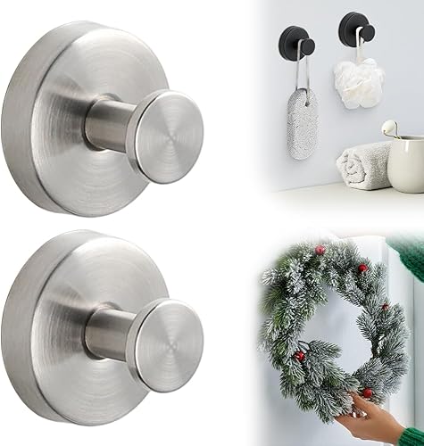 Ganchos de ventosa para coronas de puerta, ganchos de corona mejorados 2025 para puerta delantera, soporte de corona de ventosa de Halloween y