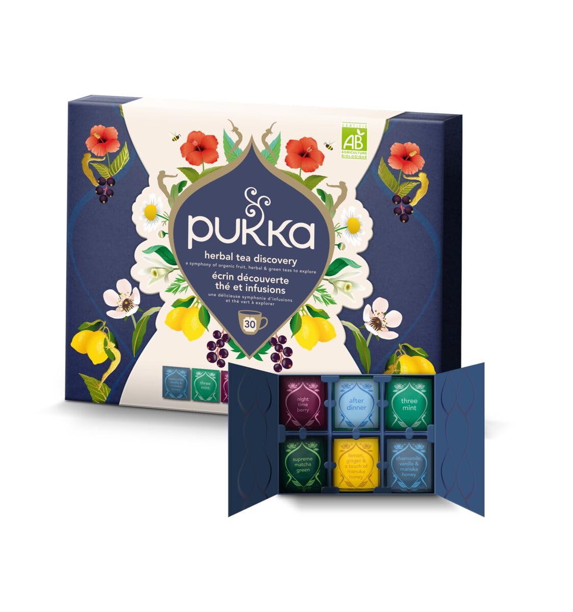Pukka | Coffret Écrin Découverte &1 Mug |Thés & Infusions Biologiques et Ayurvédiques, Issus du Commerce Équitable 60 Sachets | 30 sachets &1 Mug Pukka