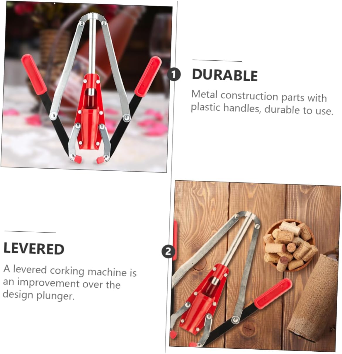 PRETYZOOM Wine Corker Iron Lever Double Lever Bottle Corker Wine Making Tool for Corking Wine Bottles