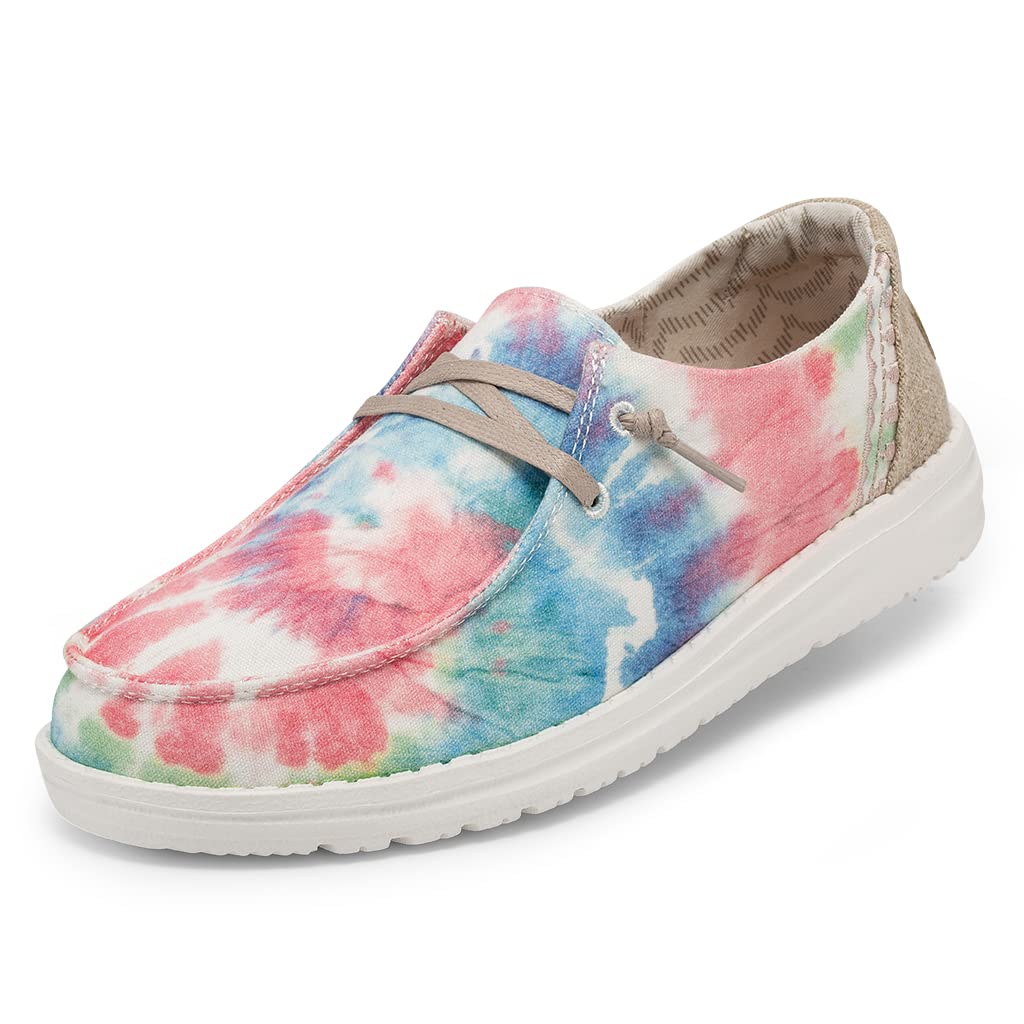 Hey Dude Women's Wendy Boho Mandala Tie Dye Size 7 | Women’s Shoes | Women’s Lace Up Loafers | Comfortable &amp; Light-Weight