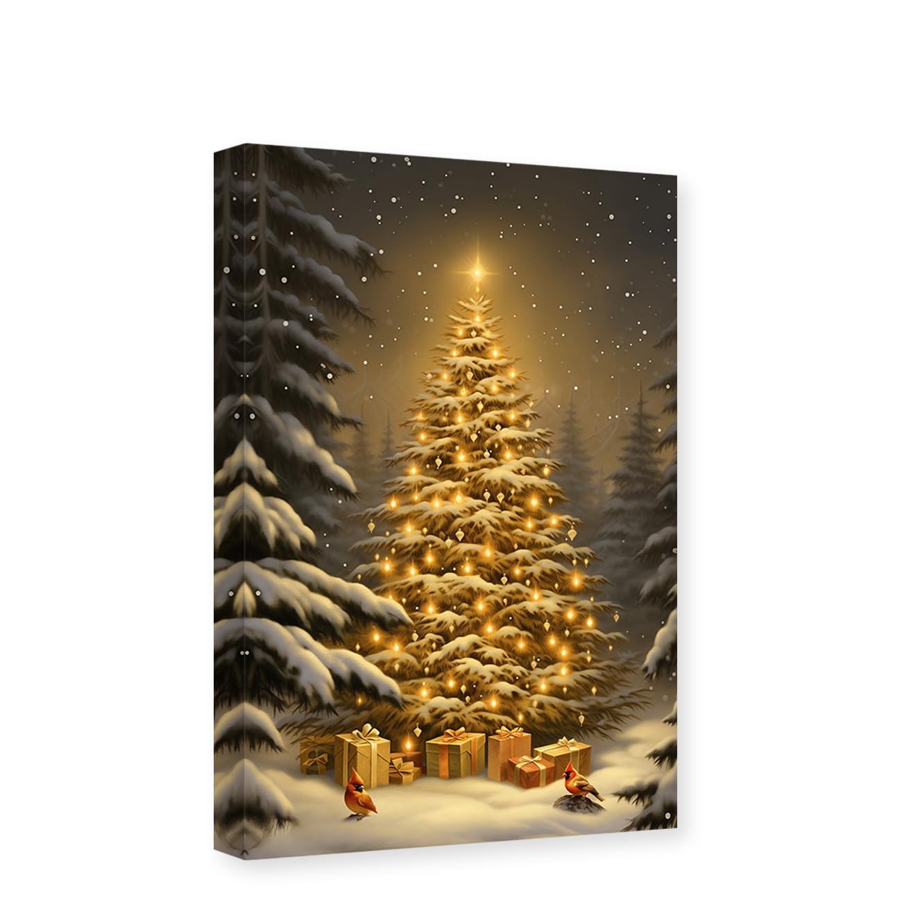 Winter-Leinwandbild Weihnachtsdekoration - 40x60 Cm Gerahmte Winterszene Für Wohnzimmer