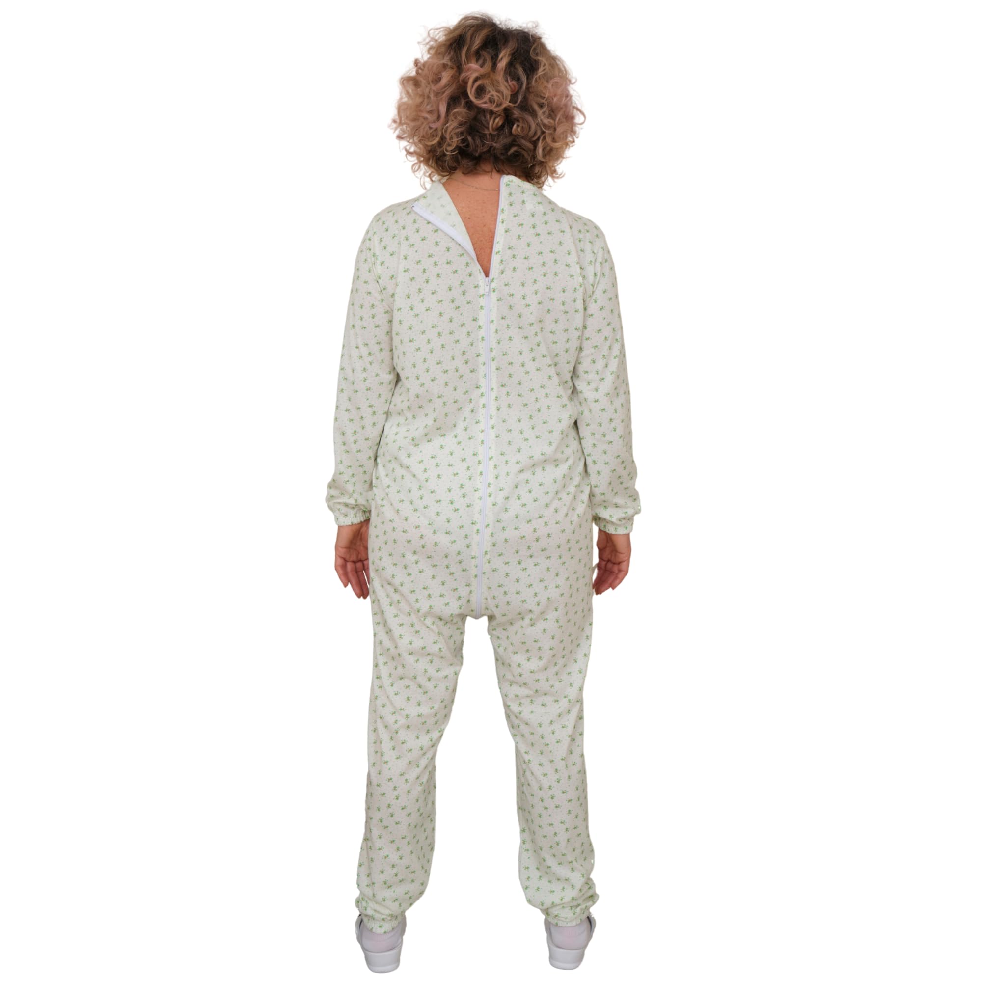 FERRUCCI COMFORT Pyjama sanitaire col rond avec fermeture éclair sur le dos - 9017 - pour personnes âgées, Alzheimer, Incontinence