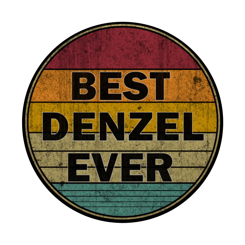 Personalized Name Denzel I love Denzel Retro vintage Style PopSockets Swappable PopGrip, Black - Image 3