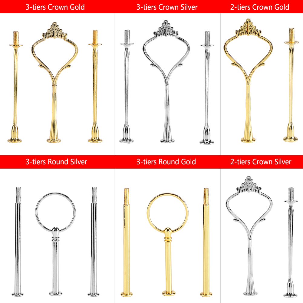3-Tier Crown Cupcake Stand Hardware - Zinc Alloy Tiered Display Stand Holder For Cakes, Desserts, Fruit (Silver)