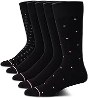 Tommy Hilfiger Men's 5-Pack Dress Crew Socks - Lightweight Patterned Long Socks for Work, Casual & Formal Wear