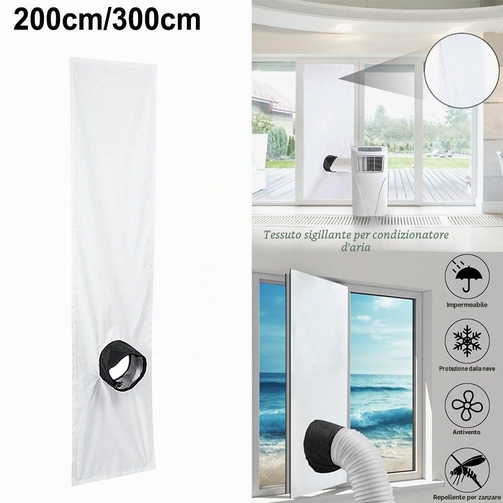 Guarnizione per finestra, 200/300 cm, regolabile, in poliestere, guarnizione per finestra, panno per mobili, condizionatore, asciugatrice, deumidificatore, lucernario, battente, finestra