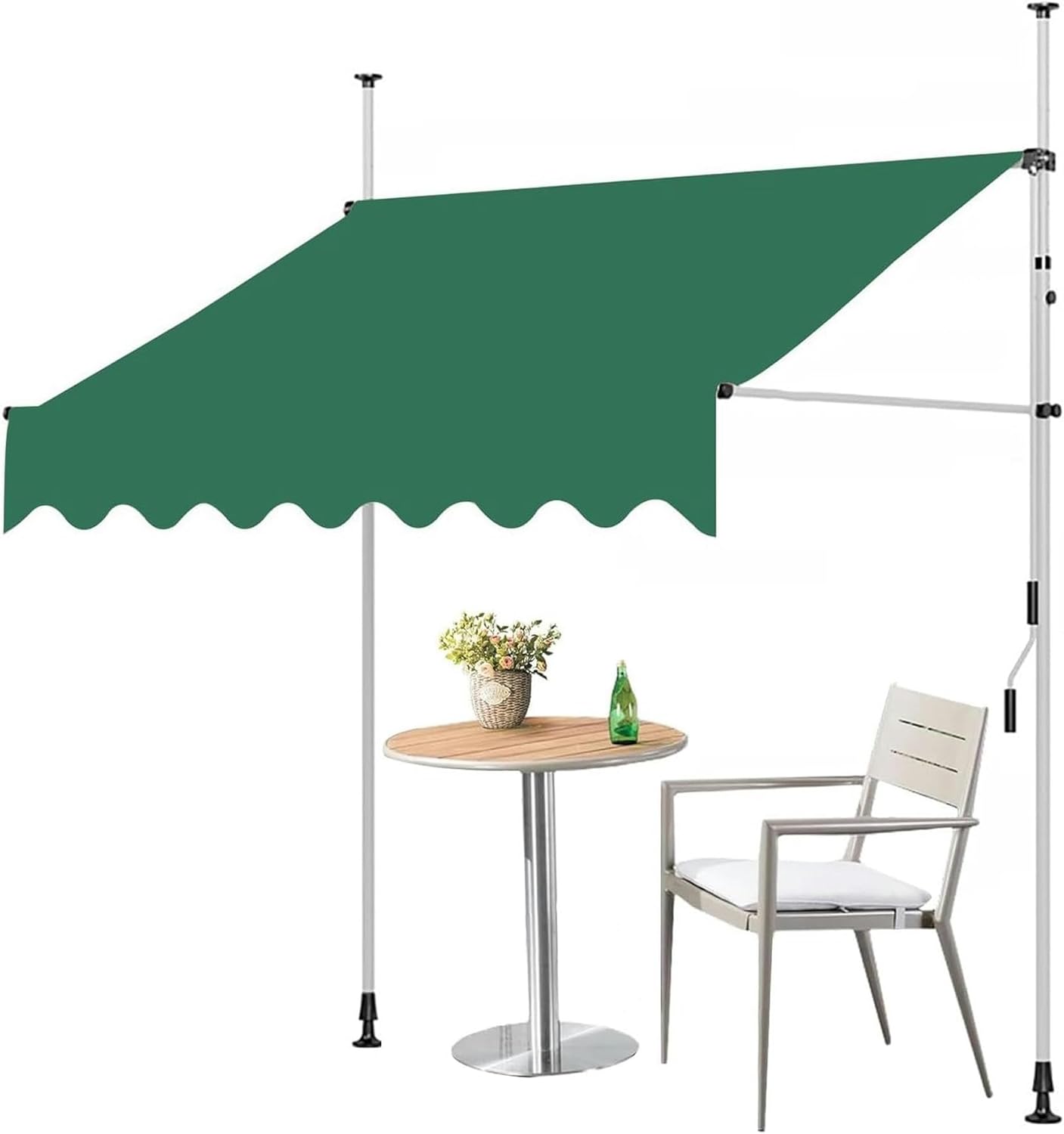 オーニングテントつっぱり 日よけスクリーン式 簡単 工事不要 (グリーン2M)