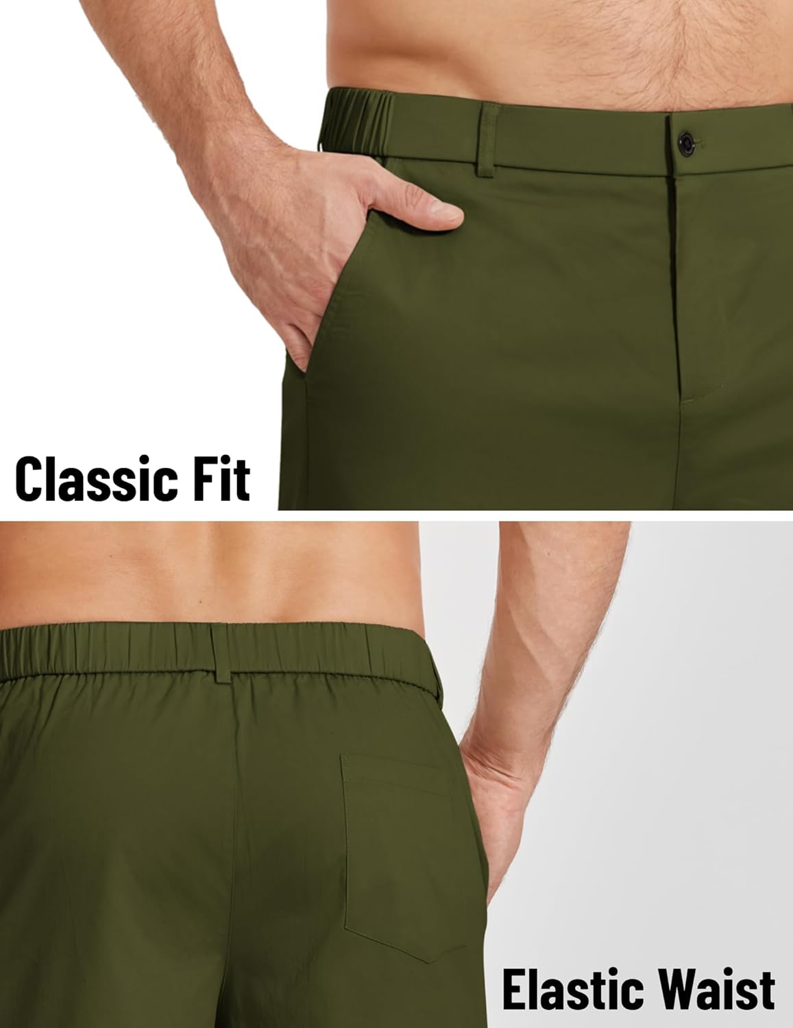 COOFANDY Mens Casual Shorts Classic Fit Chino Dress Shorts Lighweight Stretch Flat Front Golf Shorts with Pockets - Image 5