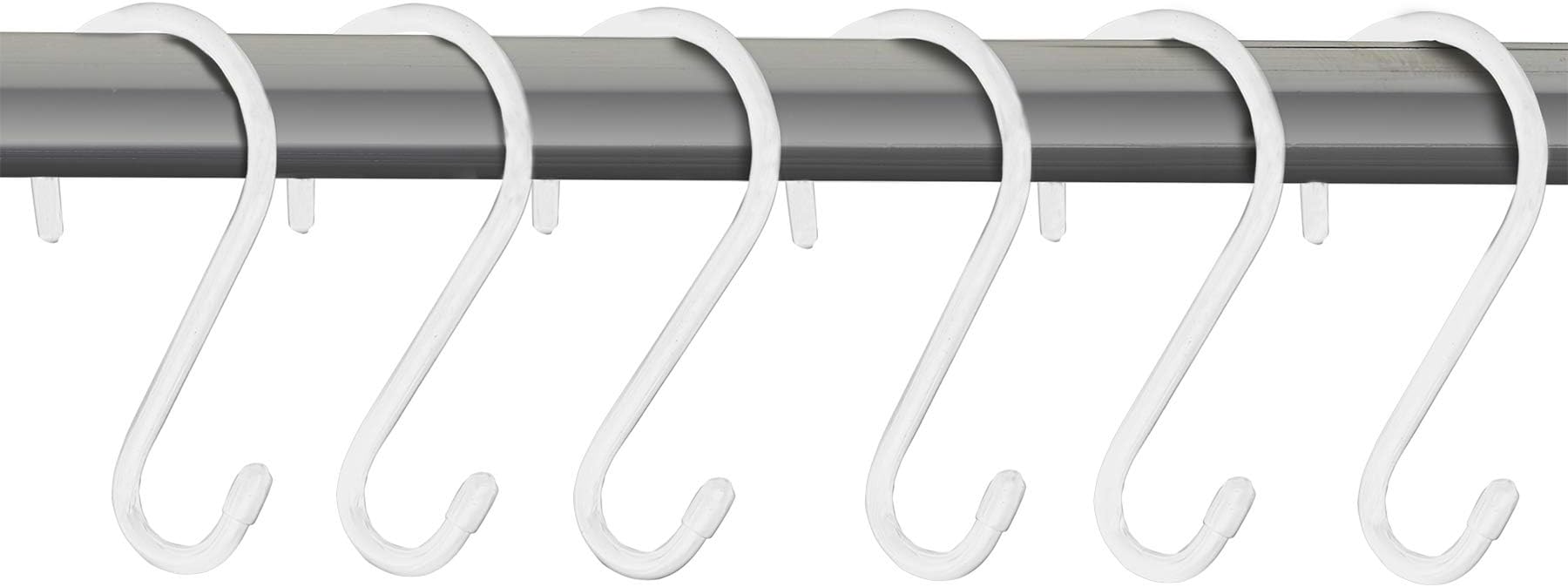 Smart Design Premium Large S-Hooks with Rubber Gripped Finish Set of 6 - Steel Metal Frame - Rust Resistant Finish - Hanging Kitchen, Closet, and Storage Items - Home - 3.125 x 5.75 Inch - White