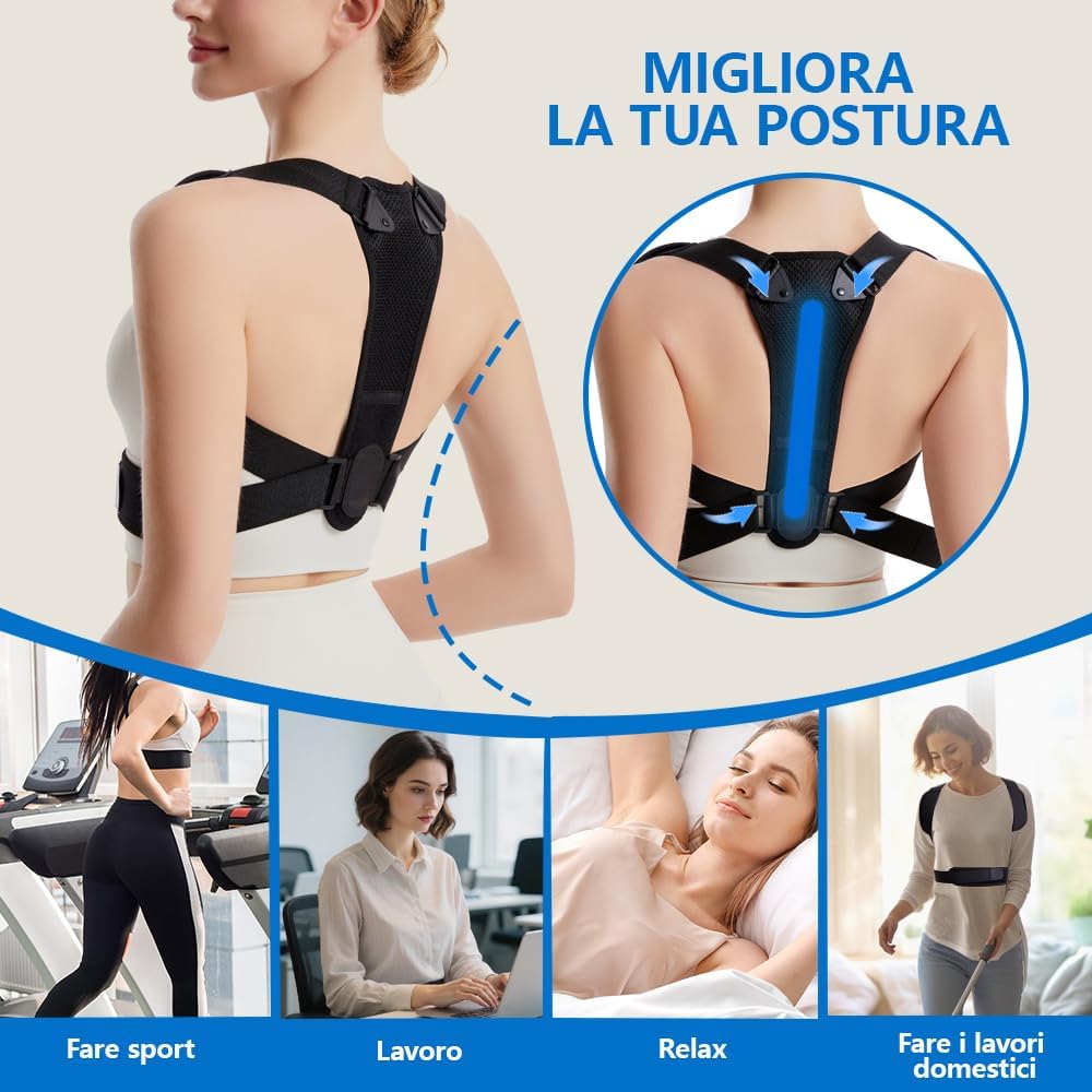 Prety Correttore Posturale Spalle Schiena per Uomo e Donna,Busto Correttore Posturale Regolabile e Traspirante,Efficace Fascia Lombare Supporto Schiena per Alleviare Dolore a Collo e Lombi - 7