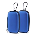 Electronic Organizer Case, 2Pack Portable Clamshell Headphones Cover, Storage Bag Pouch with Metal Carabiner Clip for USB Cable, Charger, Earphones, Memory Cards, U Disk, Lens Filter, Keys, Coins,Blue