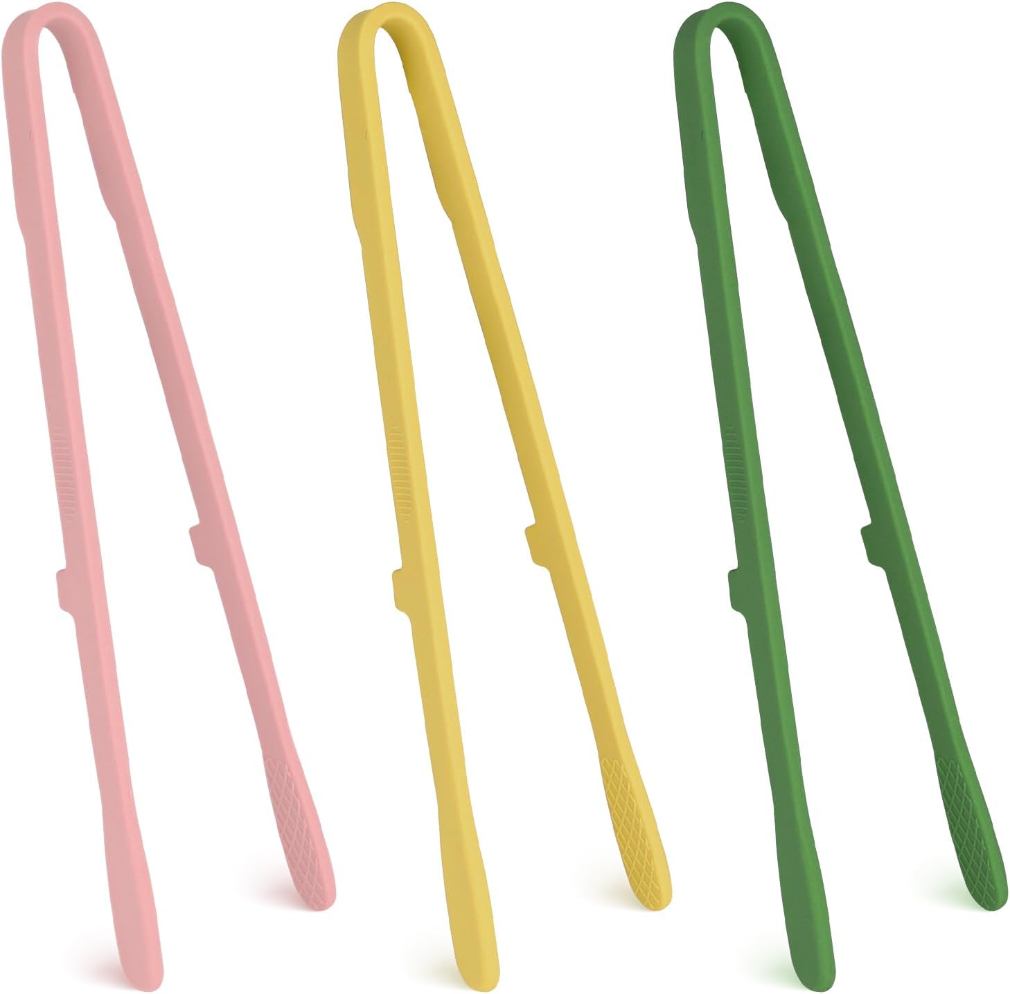 3 Pack Silicone Tongs for Cooking & Serving, 10.4in Small Kitchen Tongs Skinny Tweezers, Anti-Slip & Heat Resistant for Toaster, Salad, Food BBQ, Grilling, Bacon