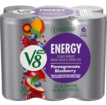 V-8 +Energy Pomegranate Blueberry Juice Energy Drink, 8 fl oz 6 cans