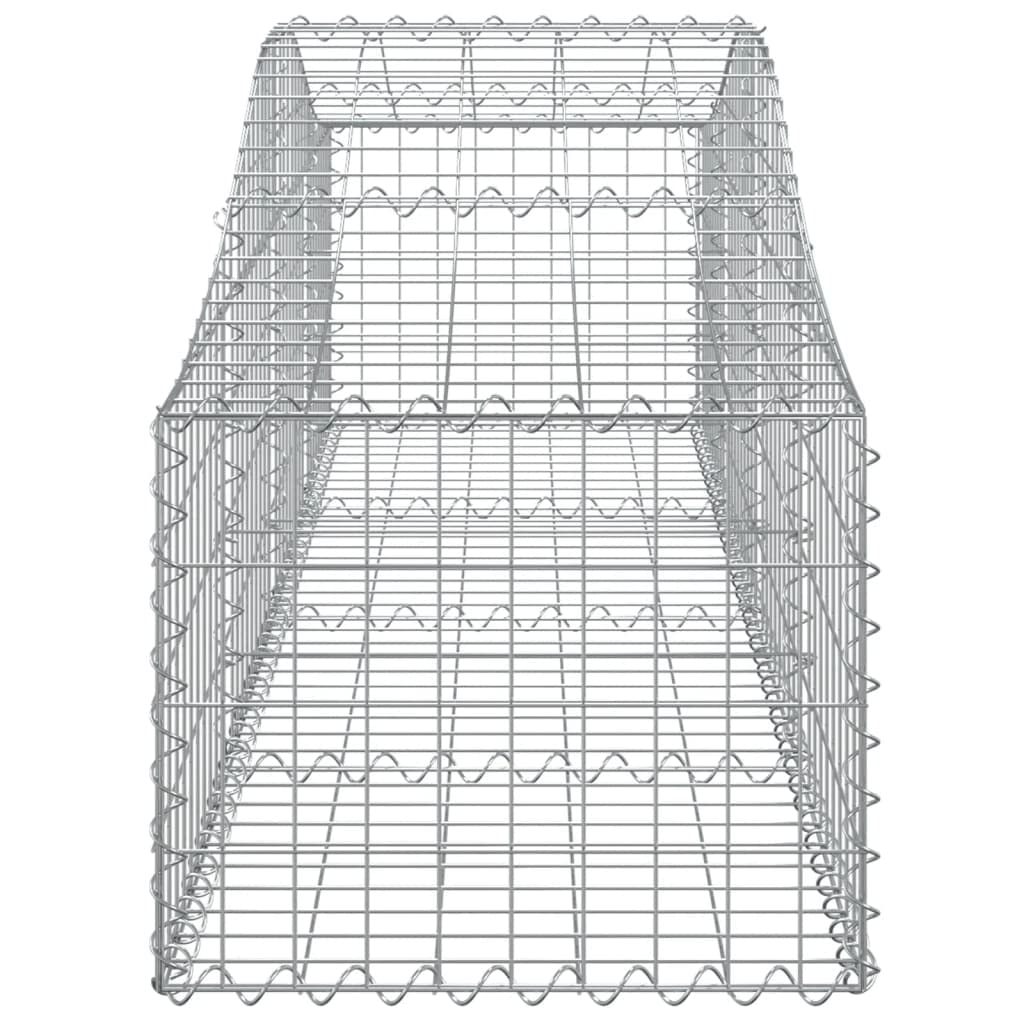 8 cestas de gaviones con arco alto, 200 x 50 x 40/60 cm, galvanizado, color plateado | Pared de gavión de hierro galvanizado resistente para jardín, patio delantero y patio con ganchos de conexión reforzados.