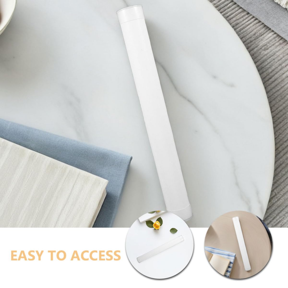 Zestaw 4 Tubi di Stoccaggio Rotondi in Plastica PE 31 cm Lunghezza 5 cm Diametro con Coperchio