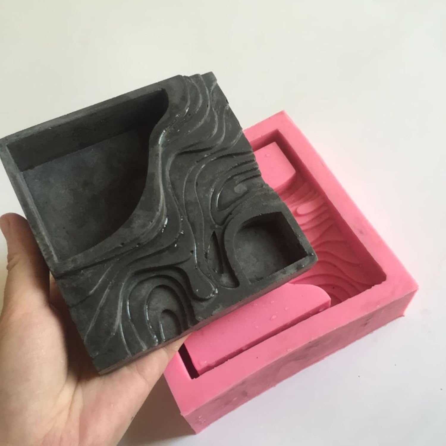 Concrete Flower Pot Mold - Succulent Planter Silicone Mold - Epoxy Resin Cement Polymer Clay Mould - Candle Holder (Square Terraces)