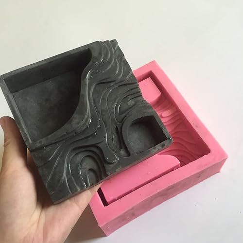 Miniatura 7 de Molde de maceta de hormigón  Molde de silicona para macetas suculentas  Molde de resina epoxi para cemento y arcilla  Portavelas (terrazas cuadradas)
