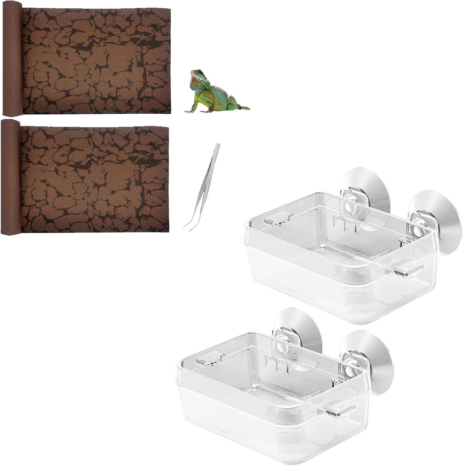 Tfwadmx 2 PCS Reptile Carpet (23" L*16" W) &2 Pcs Chameleon Bowl