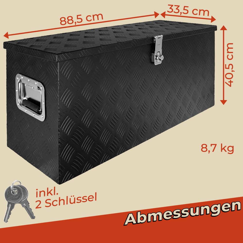 Trucky Caja de Barra de Tiro Negro Caja de Herramientas Caja de Camión Caja de Aluminio Caja de Remolque con Tapa Bloqueable Caja de Transporte D120
