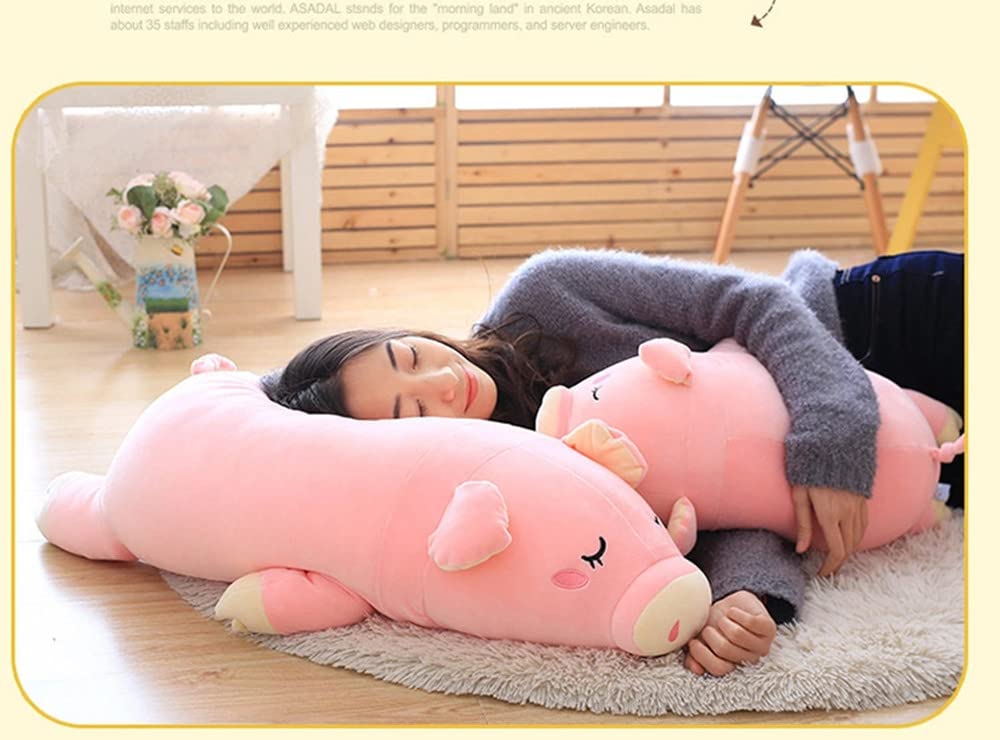 NatureMan Cuscino in peluche a forma di maialino, rosa, morbido, da abbracciare, divertente, simpatico maialino, giocattolo per Natale, compleanno, fidanzata, regalo (55 cm)