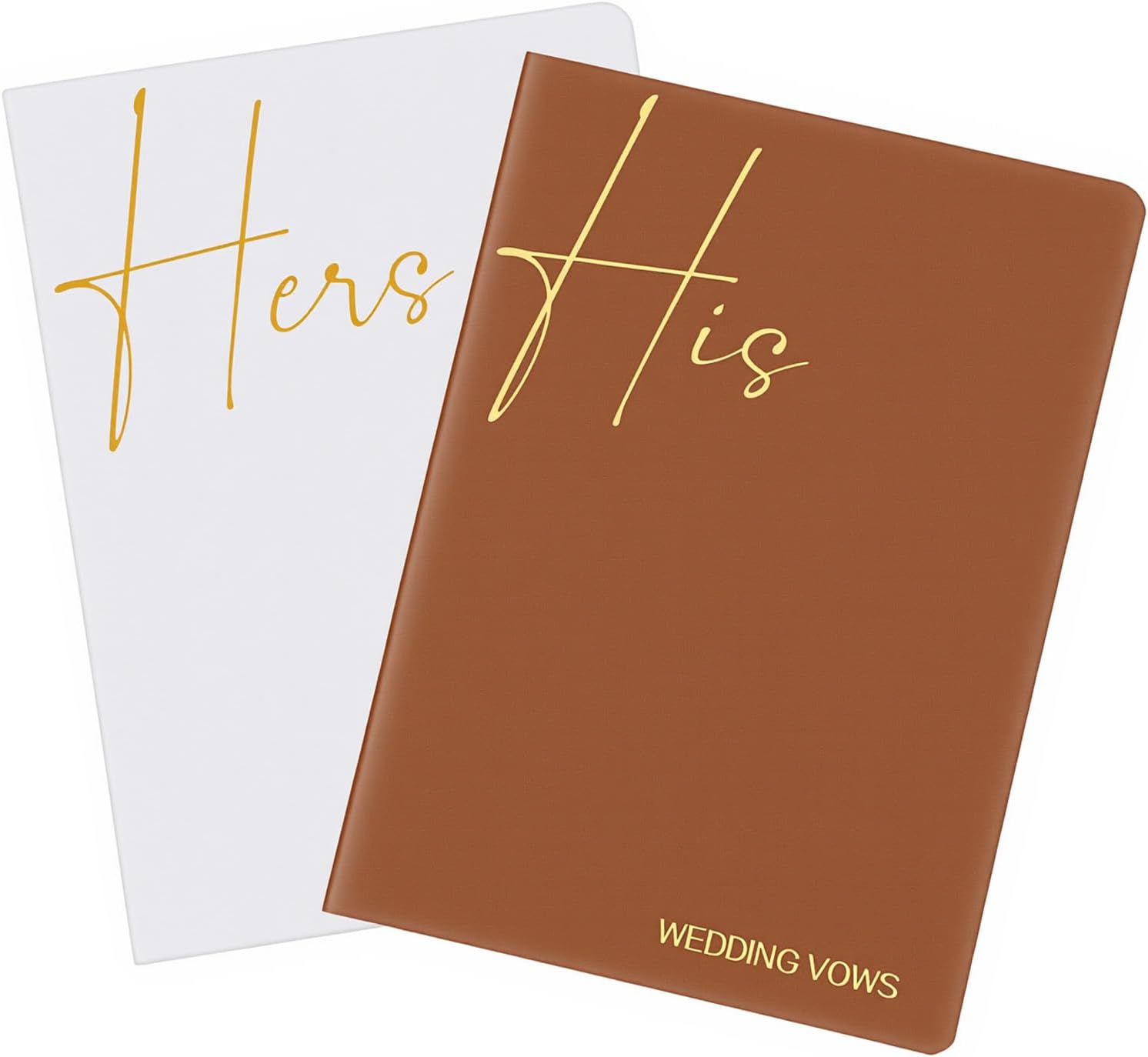 Lusofie Vow Books His and Hers for Wedding - Lined Vow Booklets Wedding Registry Gifts Ideas for Bride & Groom - Leather-Look Keepsake Journals for Weddings Vows and Memories | Brown & Grey