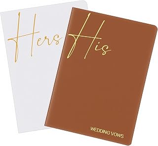 Lusofie Vow Books His and Hers for Wedding - Lined Vow Booklets Wedding Registry Gifts Ideas for Bride & Groom - Leather-Look Keepsake Journals for Weddings Vows and Memories | Brown & Grey