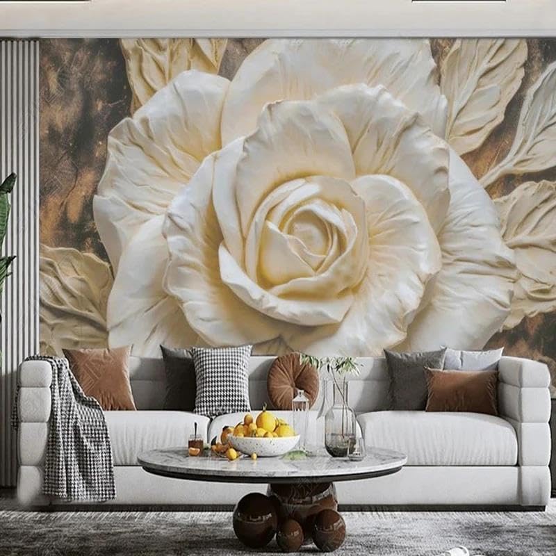 Papier peint fleurs 3D minimaliste intissé pour salon et mur de TV