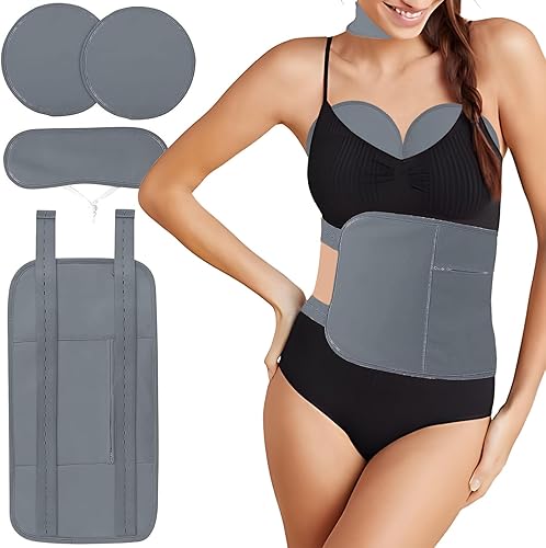 Paquete de 4 envolturas de aceite de ricino con bolsa de almacenamiento, juego de aceite de ricino reutilizable y lavable con cinta ajustable,