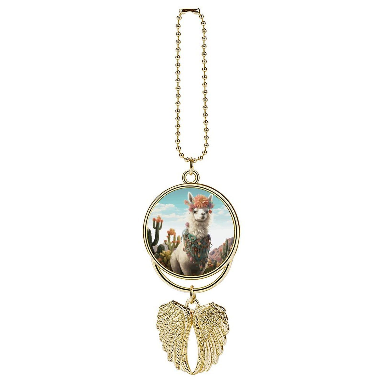Mexican Llama Cactus Car Charm Alloy Car Rear View Mirrors Hanging Ornaments Stylish Car Pendant Funny Auto Hanging Accessories Car Hanging Ornaments Gift for Women Men