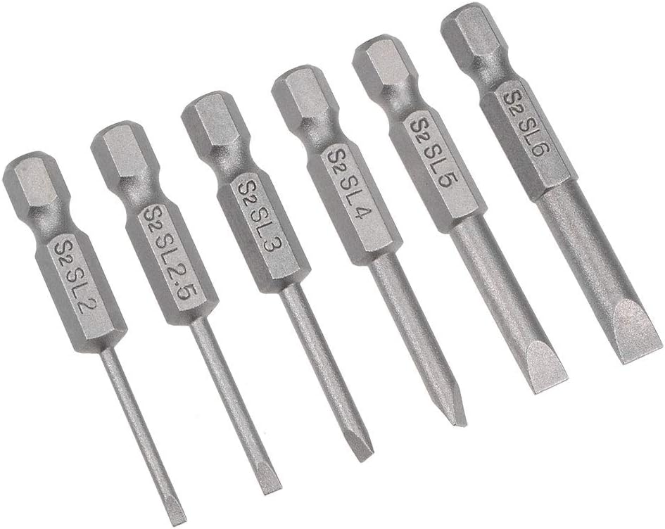 uxcell Slotted Bits Set 6pcs 1/4 Inch Hex Shank SL2SL6