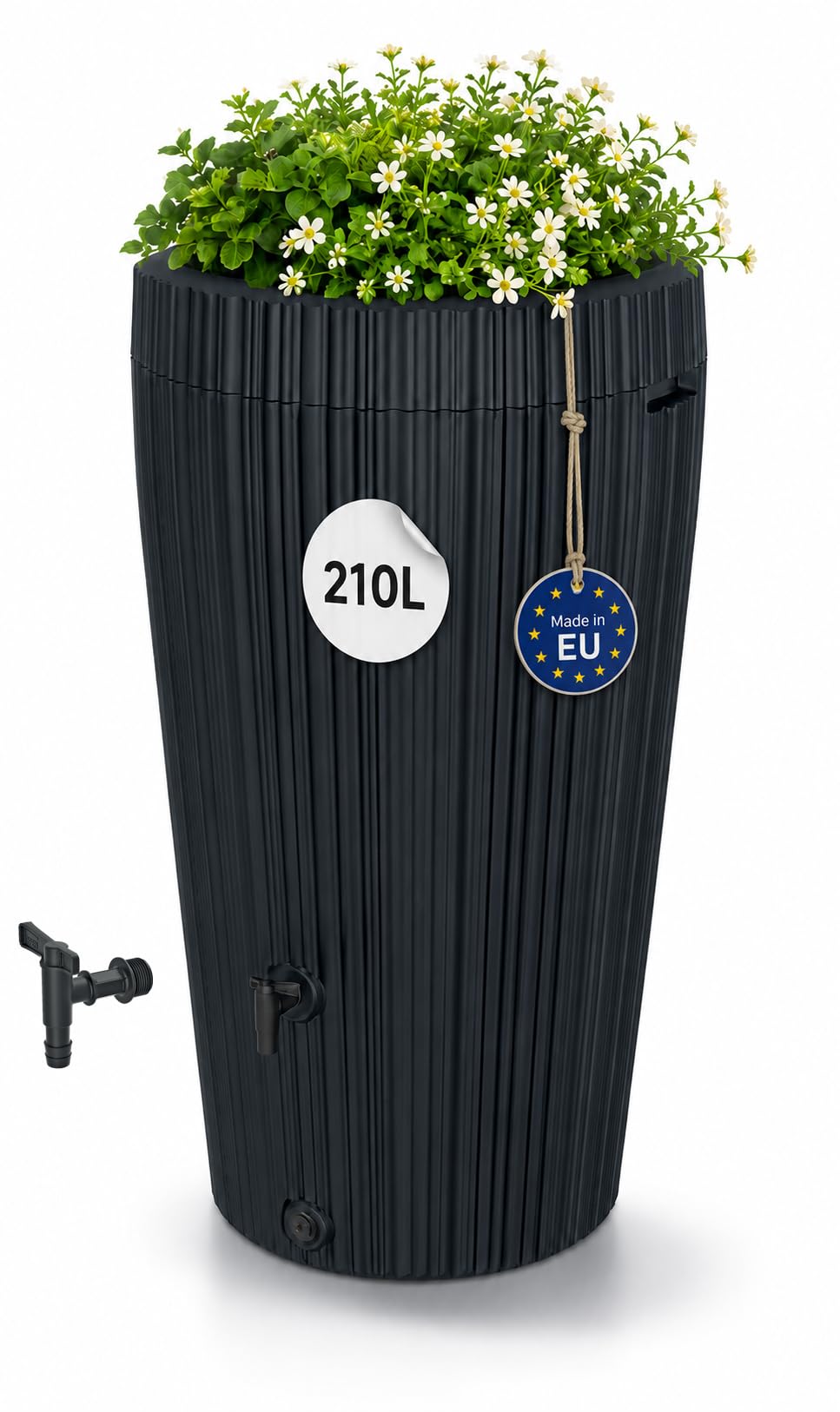 Regenwassertonne, Regentonne 210L, Wassertonne für Garten, Regenspeicher