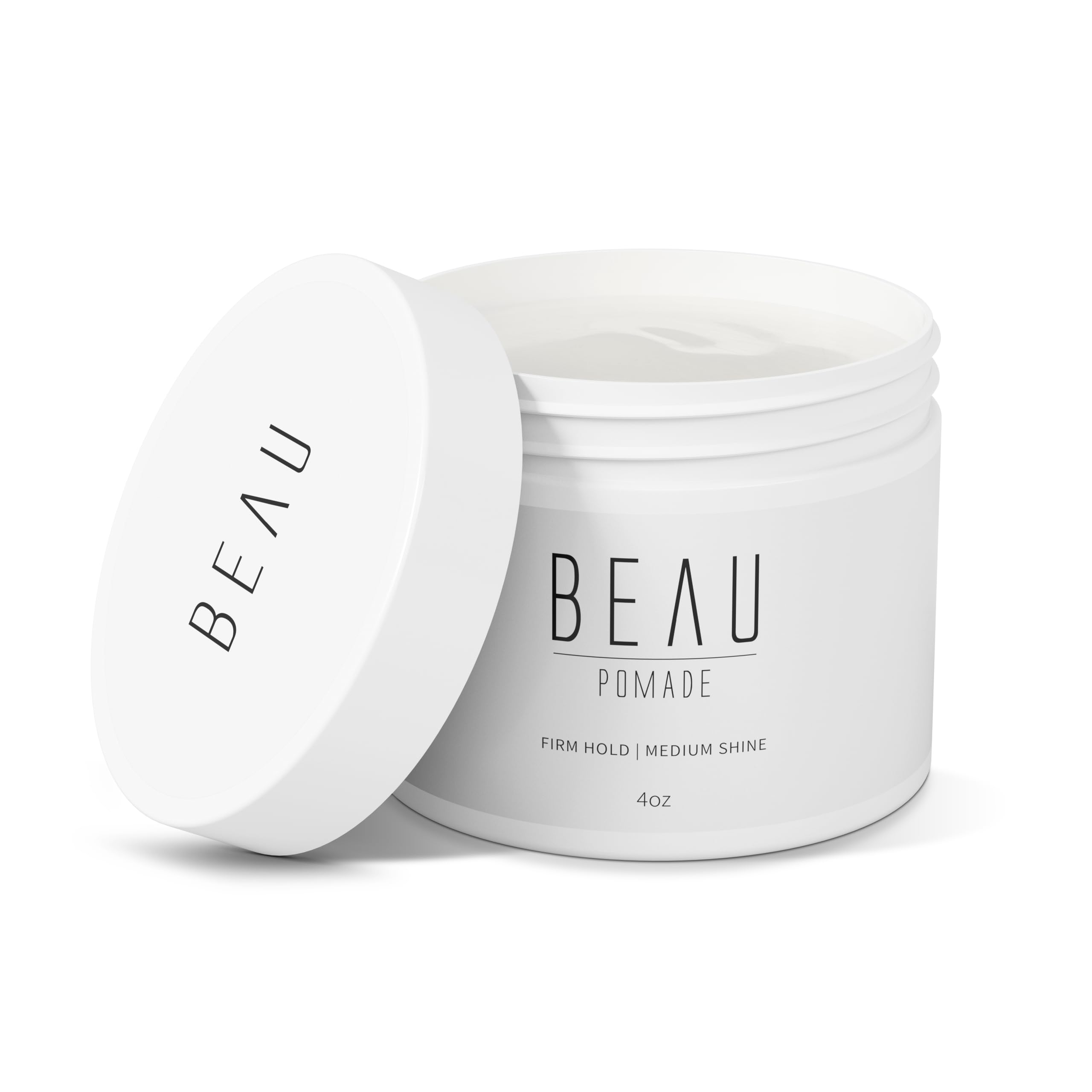 Beau Styling Pomade for Men and Women, Water-Based Firm Hold with Frizz Control, Medium Shine Flake Free Finish for Straight, Curly, Wavy Hair Styling, 4 oz.