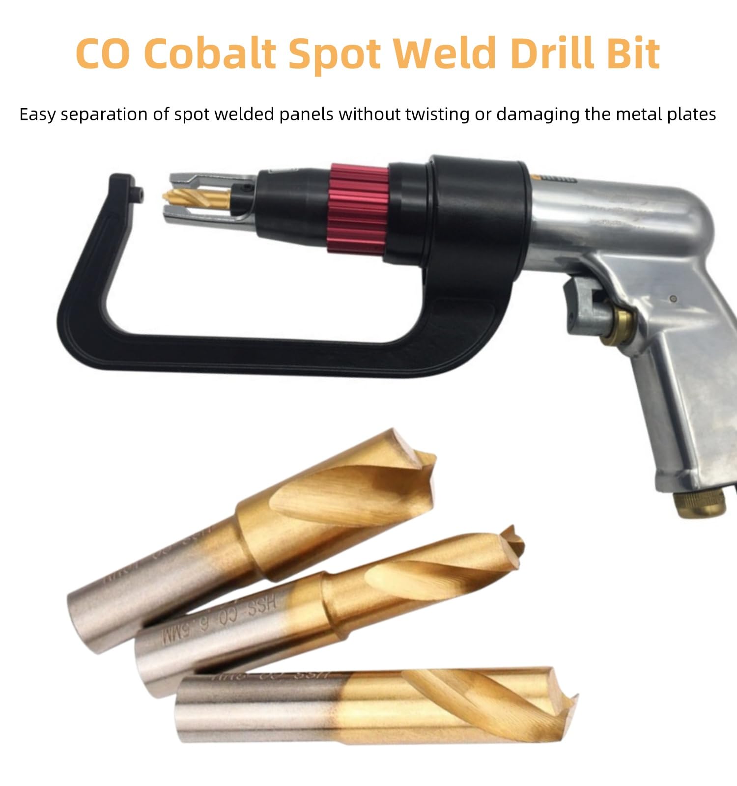 3PCS HSS CO Cobalt Spot Weld Drill Bit Set, High Speed Titanium Air Spot Weld Cutter Drill Bit Spot Weld Removal Tool Cobalt Tips Welding Cutting Accessory 1/4in 5/16in 3/8in