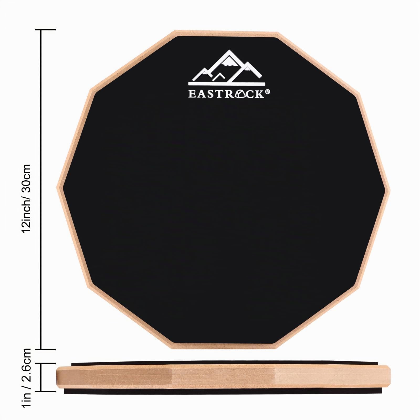 EASTROCK Practice Drum Pad 12-Inch Silicone Rubber Drum Pad with Sticks & Case for Beginners Nero