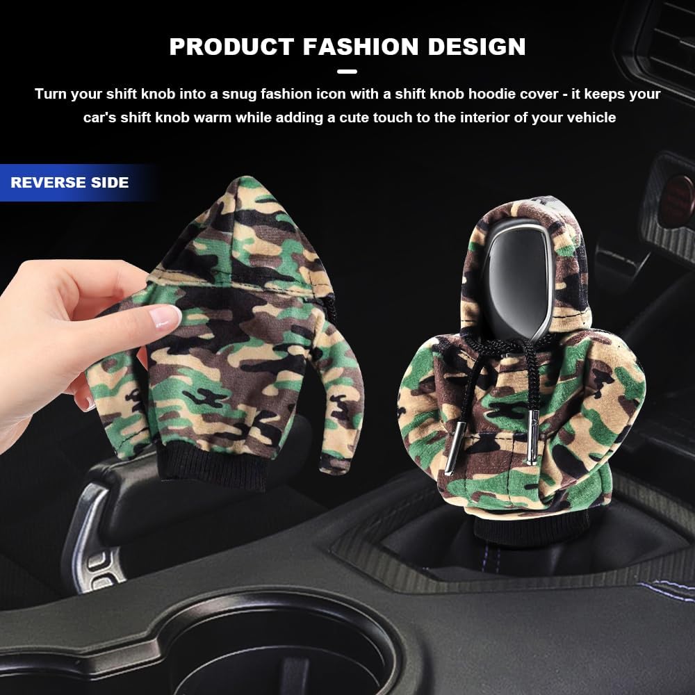 2PCS Universal Gear Shift Hoodie, 4.76Inch Funny Shifter Cover, Car Interior Accessories Stick Protector Decoration for Most Shift Levers