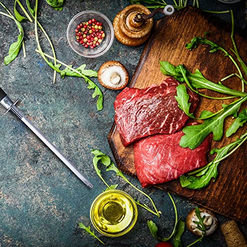 Kuma Kitchen Knife Sharpener - User Friendly - 8 Inch Steel Honing Rod For Sharpening Your Chef's Knife, Carving Knife, Chopping Knives, And More! - Easily Hone & Recover Your Sharp Edge Today! #TOP2