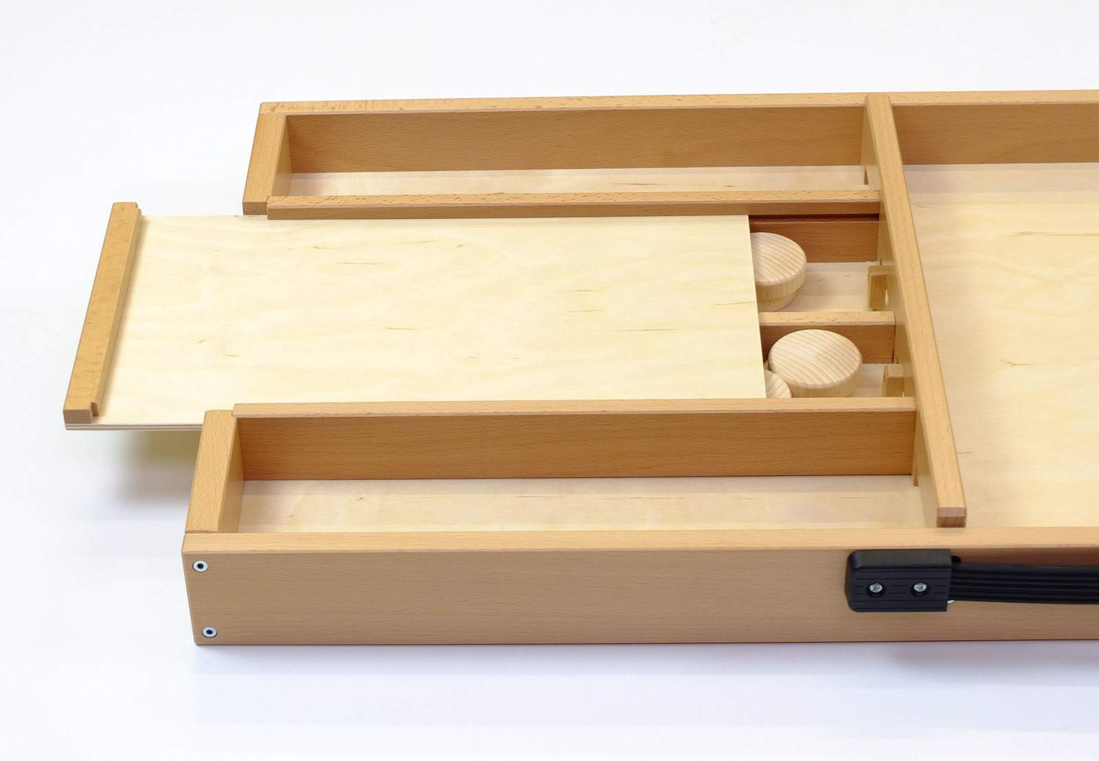 Shuffelboard faltbar/Sjoelbak opvouwbaar/Dutch Shuffleboard Foldable/Mit Offiziellen Wettkampfmaßen und mit 30 hohlgeschliffenen Spielsteinen/Made in Germany