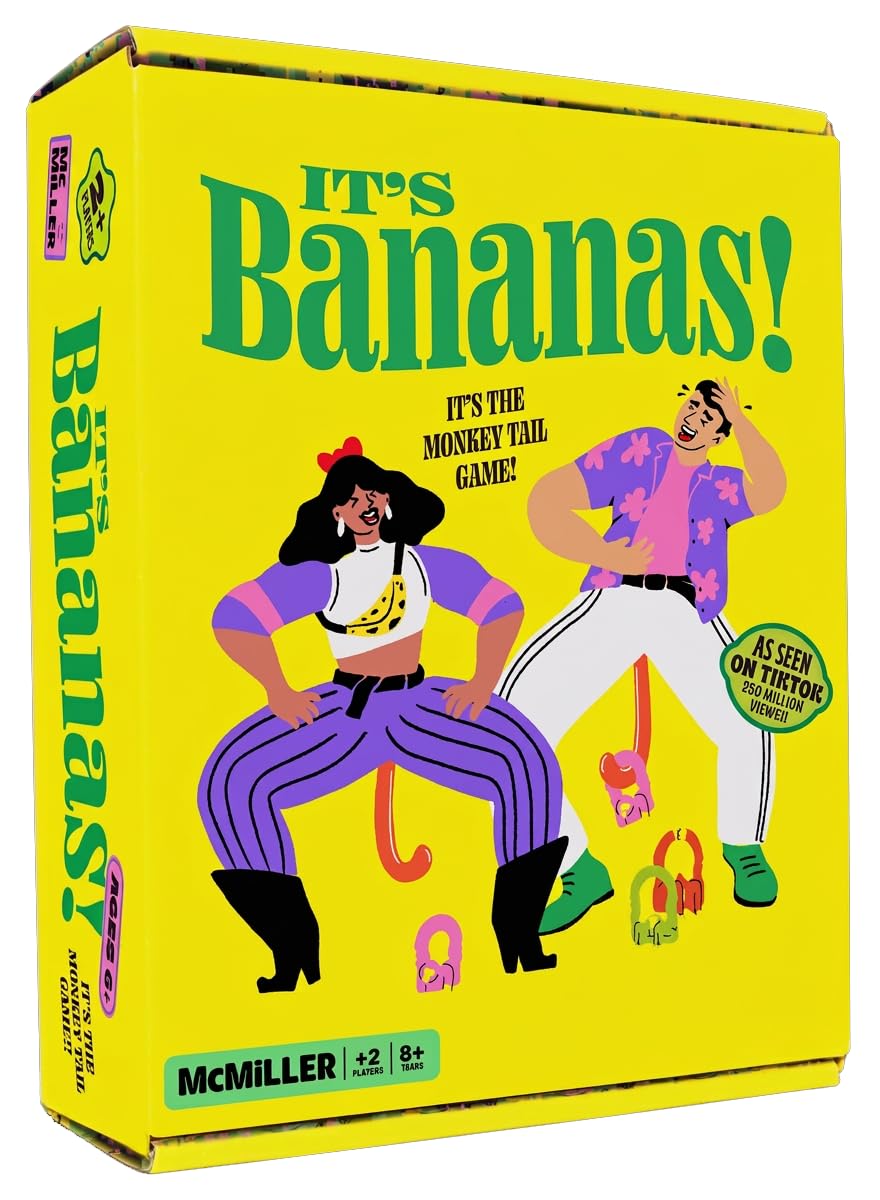 MCMILLER ENTERTAINMENT It’s Bananas! The Monkey Tail Game – Funny Family & Party Game for Kids & Adults | Hilarious Gift for Birthday, Christmas, Bachelorette, Thanksgiving, White Elephant