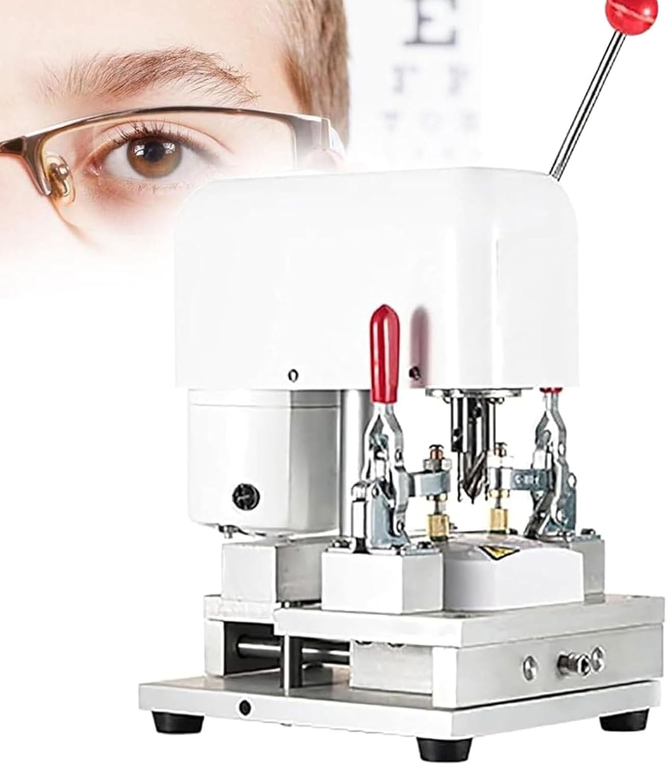 Bohrmaschine für Brillengläser mit 3-Loch-Stanzung und sicherer Spannvorrichtung zur individuellen Anpassung optischer Linsen