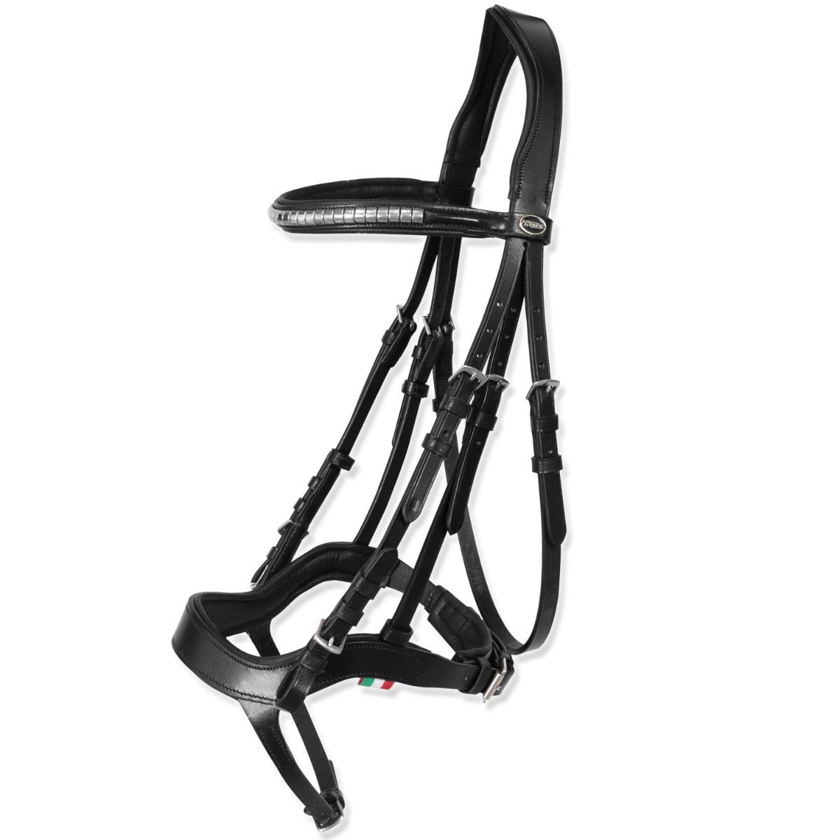 Horses, Briglia Anatomica Modello Tasting PRO, in Cuoio con Sopratesta Imbottito e Forma Anatomica, Ideale per Cavalli Giovani o Sensibili