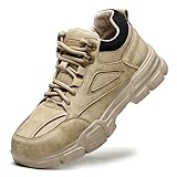 Steel Toe Shoes for Men Women,Slip Resistant High Top Steel Toe Safety Shoes Comfortable Mens Safety Work Boots Puncture Proof Indestructible Construction Shoes Yellow