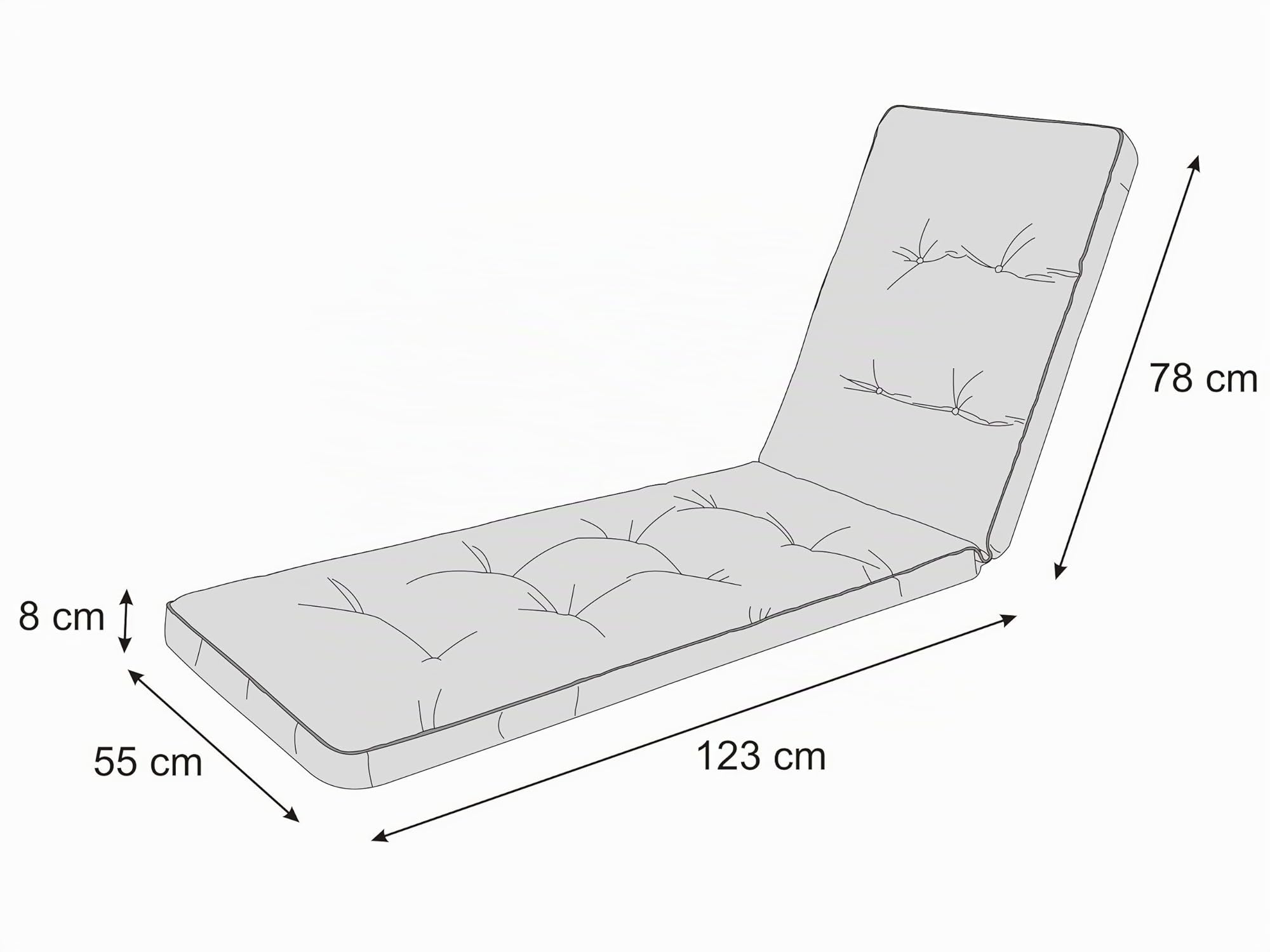 Cojín de Lujo para Tumbona de Jardín en Color Antracita 201x55x8 cm - Confort Premium para Patio y Balcón, Experiencia de Asiento Exterior Placentera y Elegante