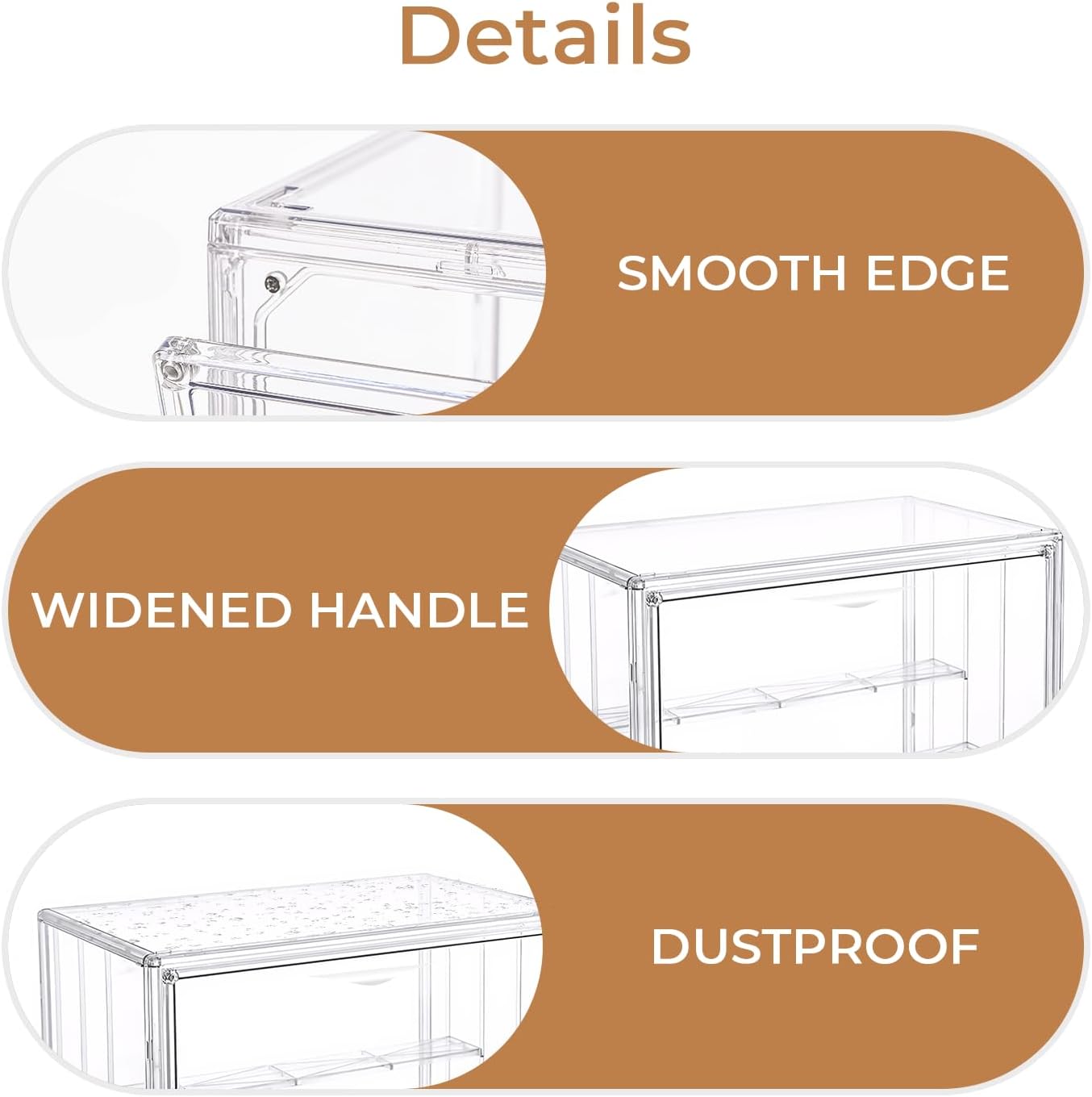 Clear Acrylic Display Case for Collectibles 3 Layer Adjustable Figure Display Box with 2 Movable Plates, Stackable Figurine Display Shelf with Magnetic Door for Action Figures, Funko (Large-2pcs)