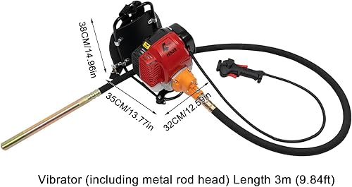 Miniatura 4 de Vibrador de hormigón de 31CC de 4 tiempos, herramientas de vibración de hormigón portátiles diseñadas con mochila, motor de gas de 1 HP con varilla