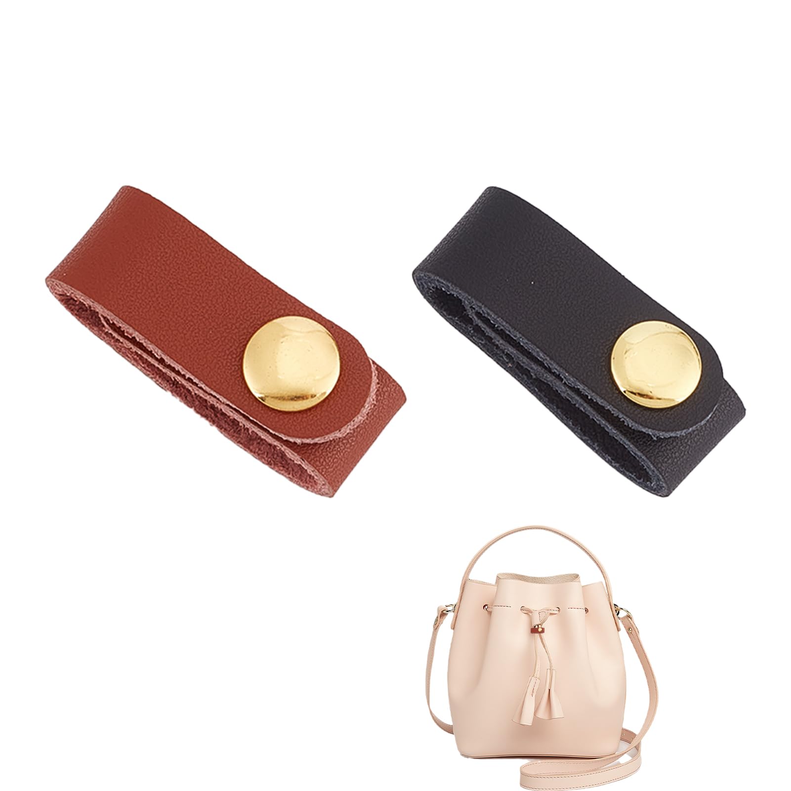 NICENEEDED 2 Pack Tote Bag Top Handle Keeper Non Slip Lock, 2 Side Grip Connection Buckle, Holder Leather Clasp with Snap Clip for Shoulder Strap
