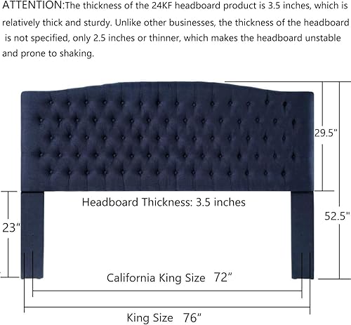 Miniatura 57 de 24KF Cabecera tapizada con terciopelo con diseño de botones capitoné, tamaño Queen/Matrimonial, cómoda, a la moda, acolchada, color rubor