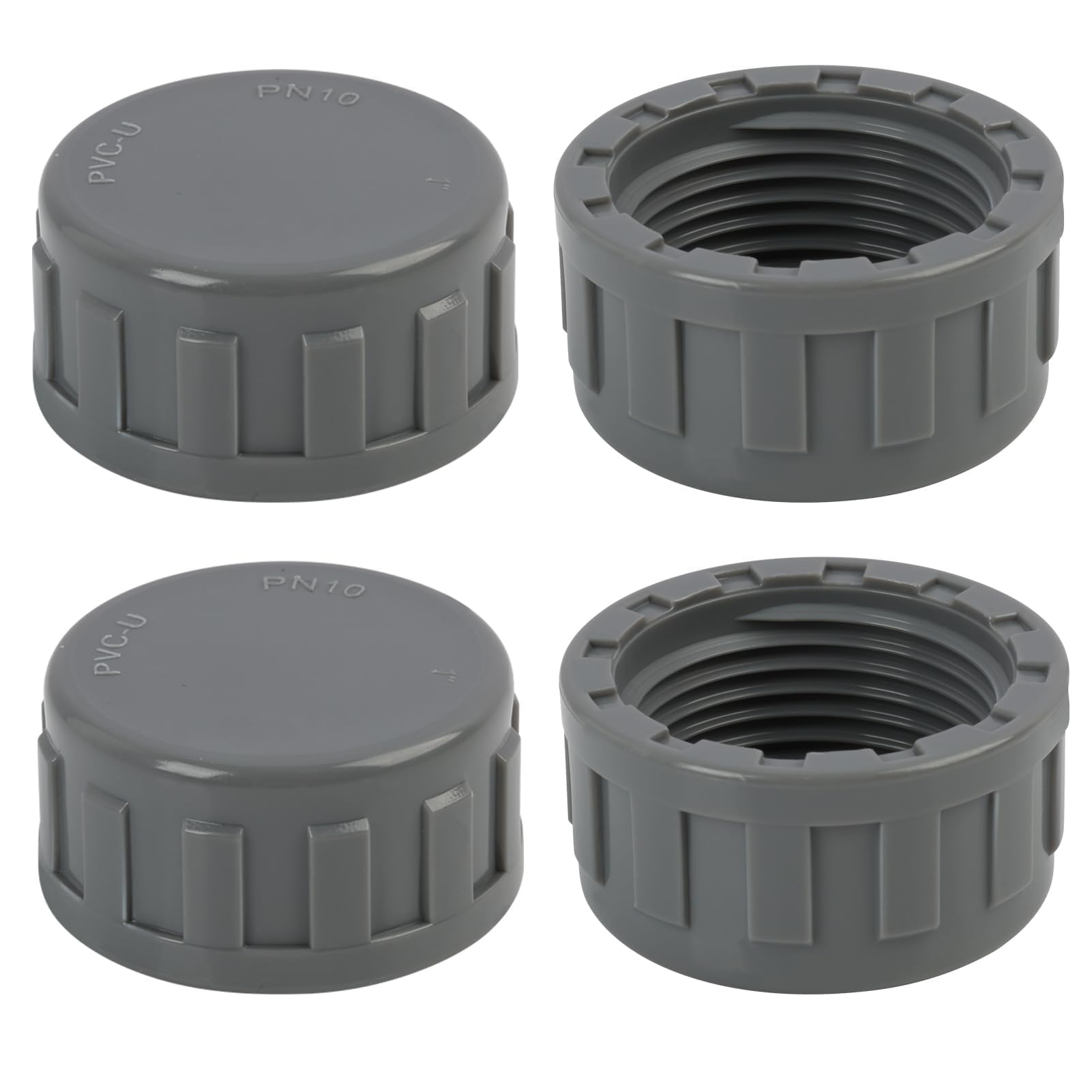 Lot 4 Capuchons Filetés PVC 32mm Avec Joints Caoutchouc - Pour Tuyaux D'arrosage, étanchéité, Résistance Froid/pression - Installation Facile à La Main